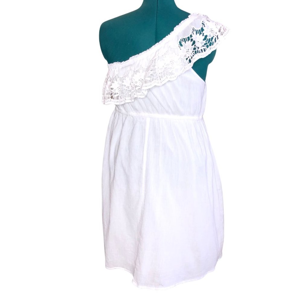 Lane Bryant White One Shoulder Crochet Dress - Picture 4 of 7